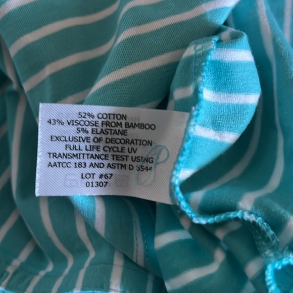 Coolibar Sun Protective Aqua Striped Hooded Zip Up Cover Up Size XS New With Tag - Picture 12 of 13